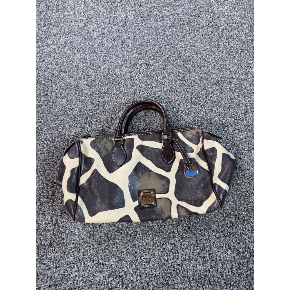Vintage Y2K Dooney & Burke Giraffe Print Leather Satchel Handbag